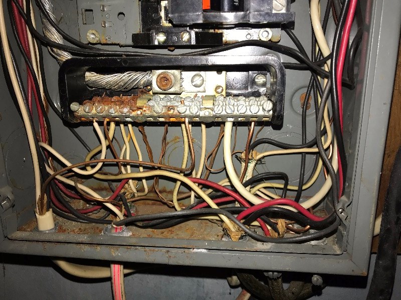 Water Damage - Corrosion on Screw Terminals of Electrical Panel