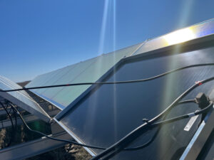 Installation brackets failed to work as designed, resulting in wind pushing this solar panel onto another one.